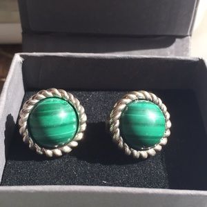 Tiffany & Co vintage malachite and silver earrings
